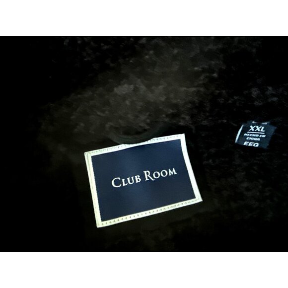 Club Room Mens XXL Black Faux Shearling-Lined Jacket With Full Zipper & Button P - Picture 3 of 7
